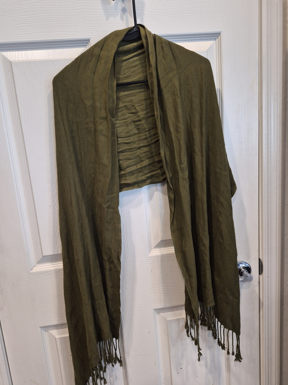 5/25 Charming Charlie Olive Fringe Wrap Scarf